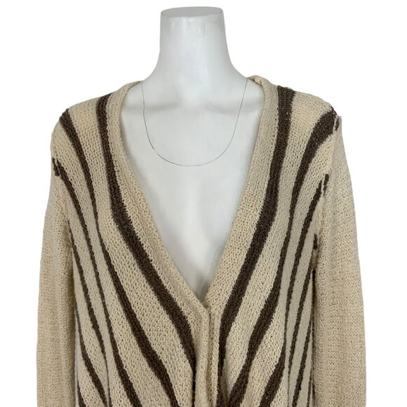 Free People Circle Back Stripe Cardigan Sweater S Snap Front Long Sleeves - Picture 7 of 12
